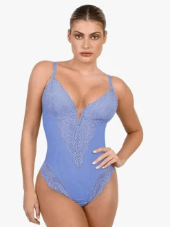 Shapewear Lace Deep V-Neck Sculpting Thong Bodysuit