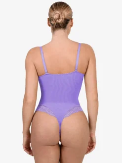 Shapewear Lace Deep V-Neck Sculpting Thong Bodysuit