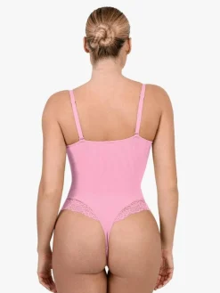 Shapewear Lace Deep V-Neck Sculpting Thong Bodysuit