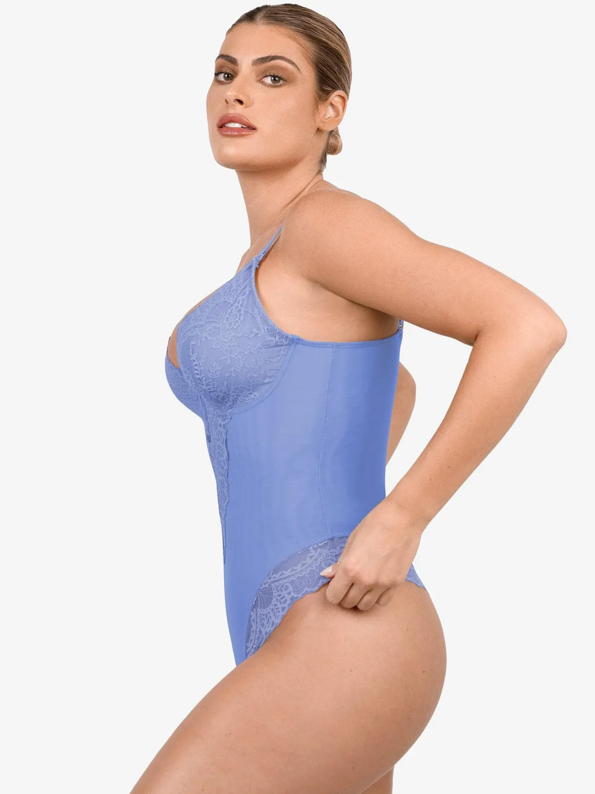 Shapewear Lace Deep V-Neck Sculpting Thong Bodysuit