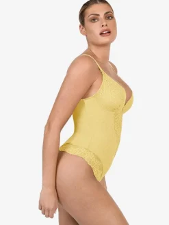 Shapewear Lace Deep V-Neck Sculpting Thong Bodysuit