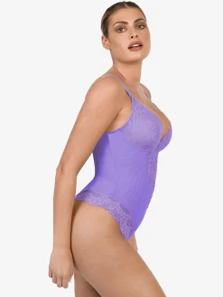 Shapewear Lace Deep V-Neck Sculpting Thong Bodysuit