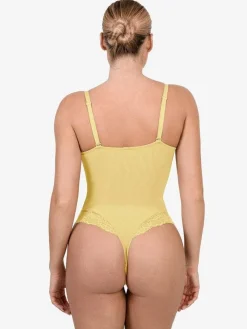 Shapewear Lace Deep V-Neck Sculpting Thong Bodysuit