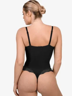 Shapewear Lace Deep V-Neck Sculpting Thong Bodysuit