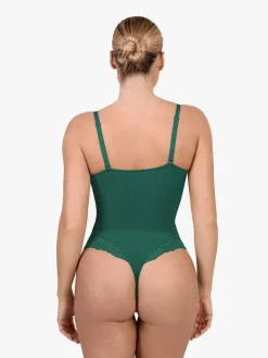 Shapewear Lace Deep V-Neck Sculpting Thong Bodysuit