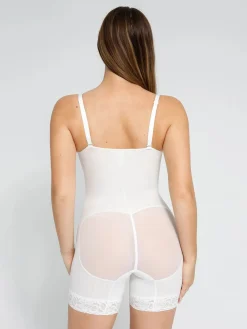 Shapewear Lace Deep V-Neck Sculpting Mid-Thigh Bodysuit