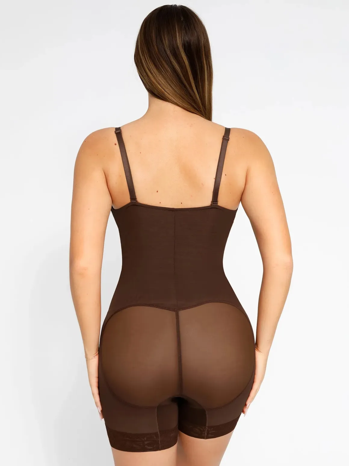 Shapewear Lace Deep V-Neck Sculpting Mid-Thigh Bodysuit