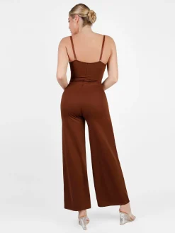 Shapewear Lace Deep V-Neck Sculpting Wide Leg Jumpsuit