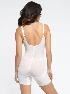 Shapewear Lace Deep V-Neck Tummy Control Mid-Thigh Bodysuit