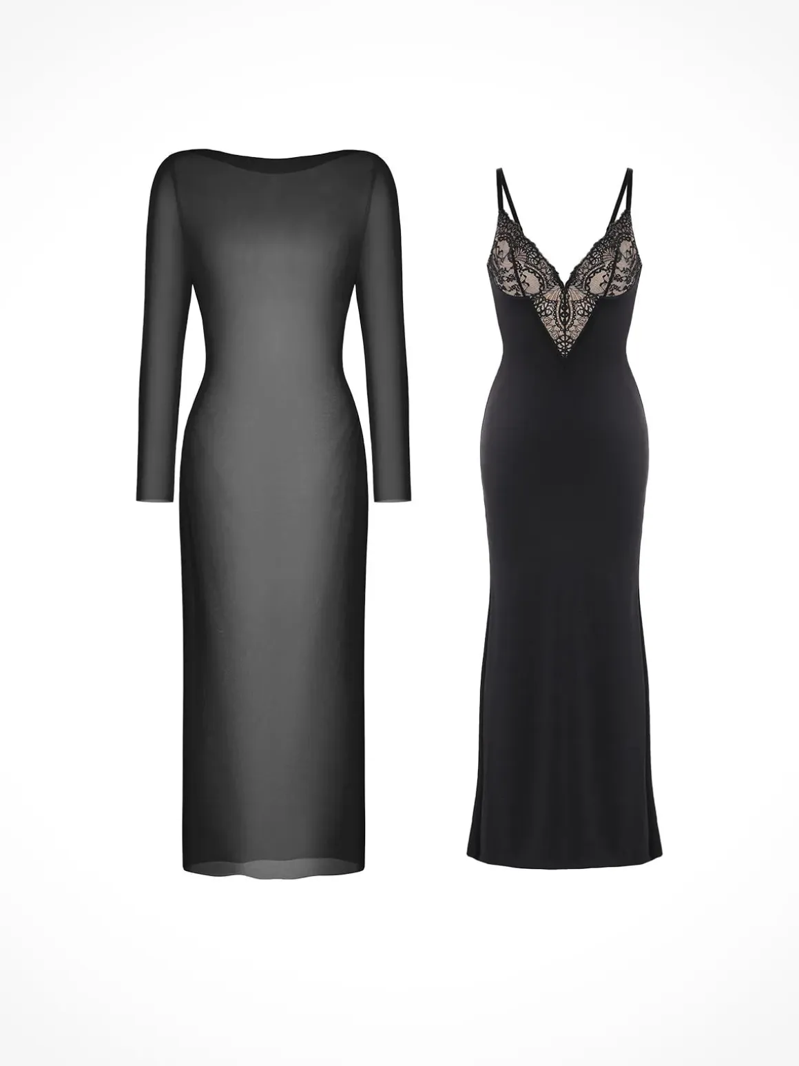 Shapewear Lace Dress Sheer Mesh Cover-Up Set