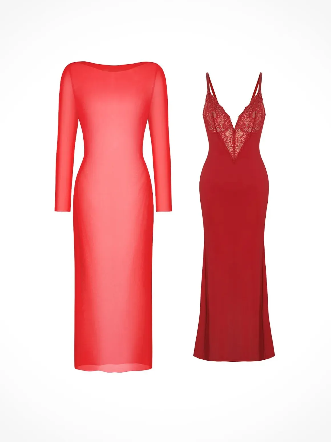 Shapewear Lace Dress Sheer Mesh Cover-Up Set