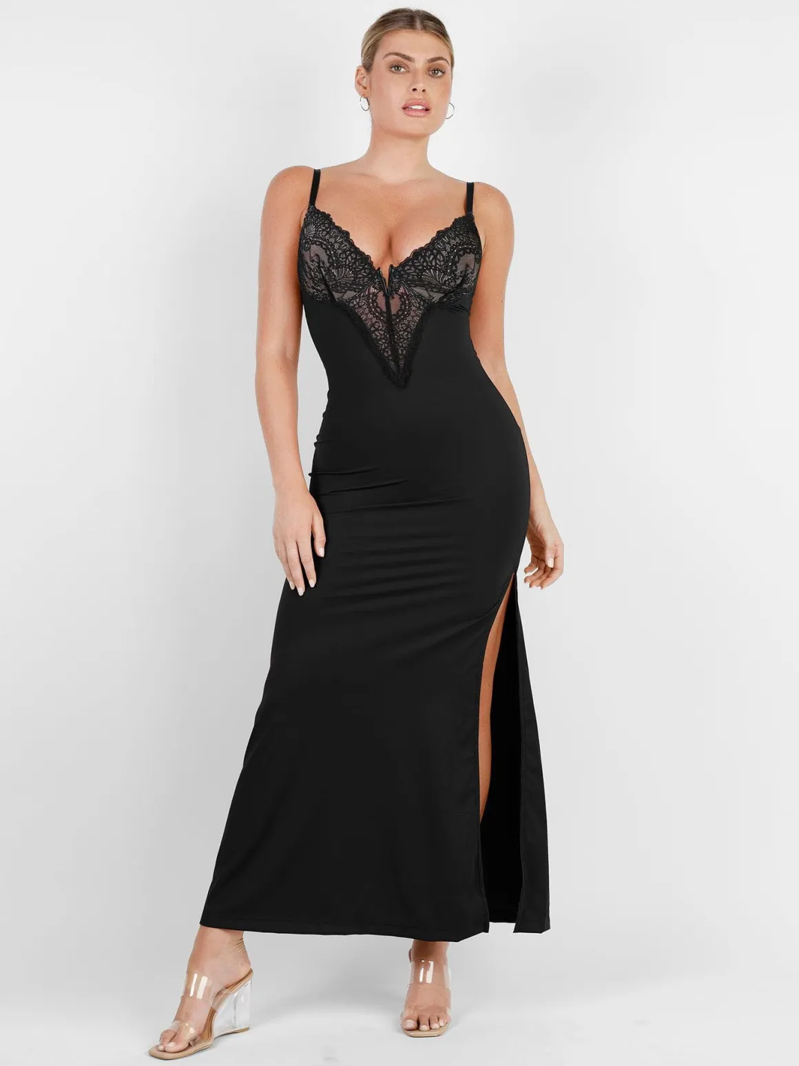 Shapewear Lace Dress Sheer Mesh Cover-Up Set