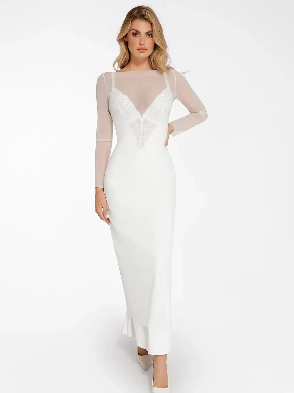 Shapewear Lace Dress Sheer Mesh Cover-Up Set