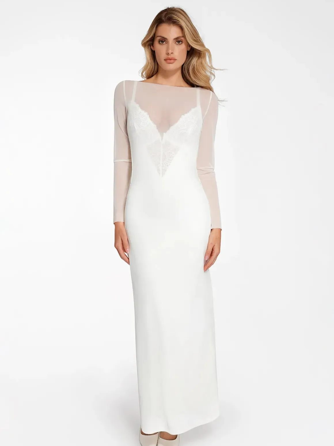 Shapewear Lace Dress Sheer Mesh Cover-Up Set