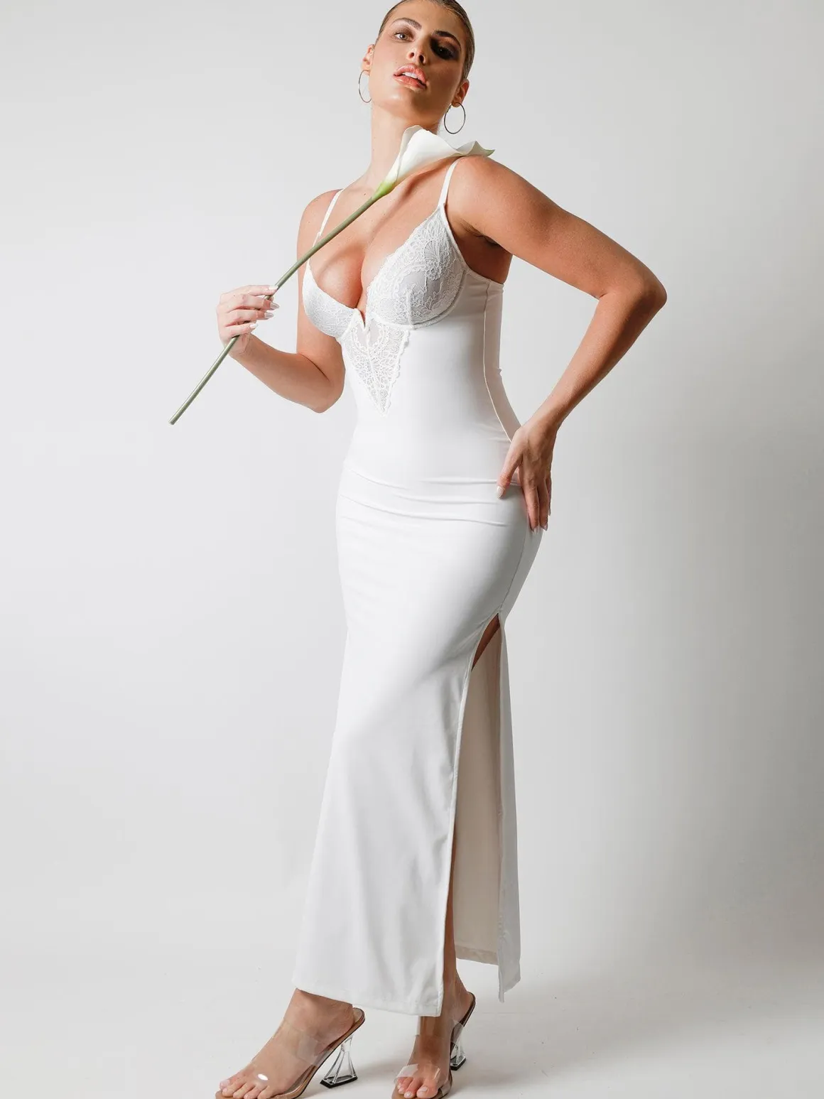 Shapewear Lace Dress Sheer Mesh Cover-Up Set