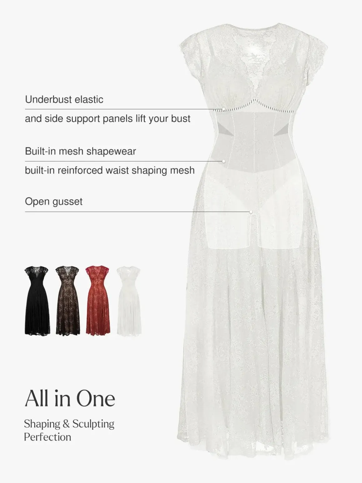 Shapewear Lace Fantasy Mini & Maxi Sculpting Dress Set