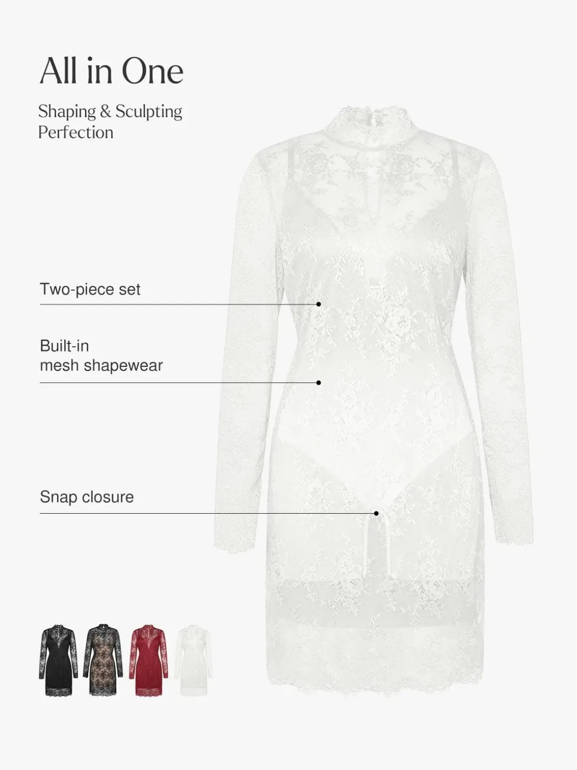 Shapewear Lace Fantasy Mini & Maxi Sculpting Dress Set