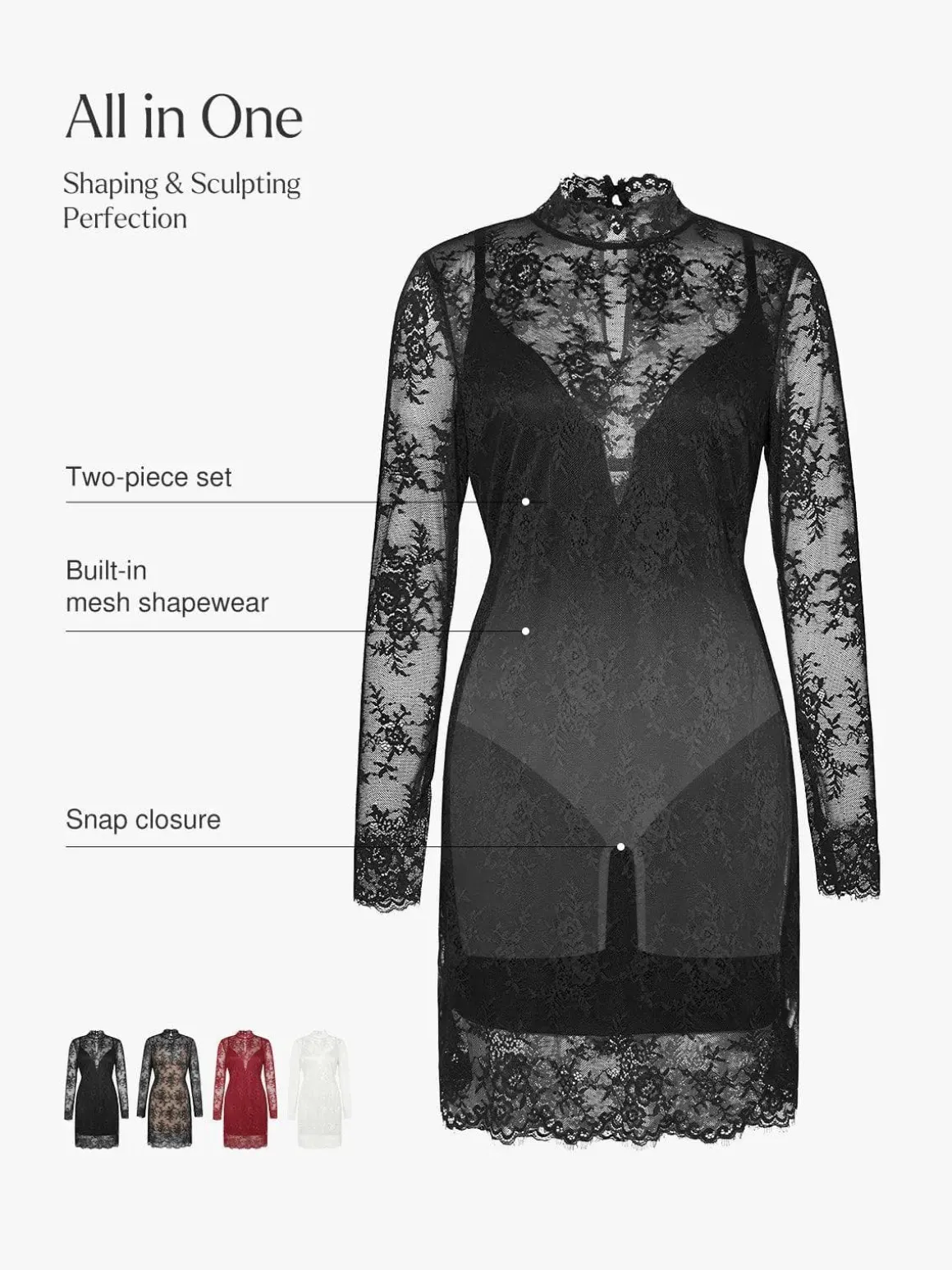 Shapewear Lace Fantasy Mini & Maxi Sculpting Dress Set