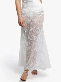 Shapewear Lace Fishtail Coverup Maxi Skirt