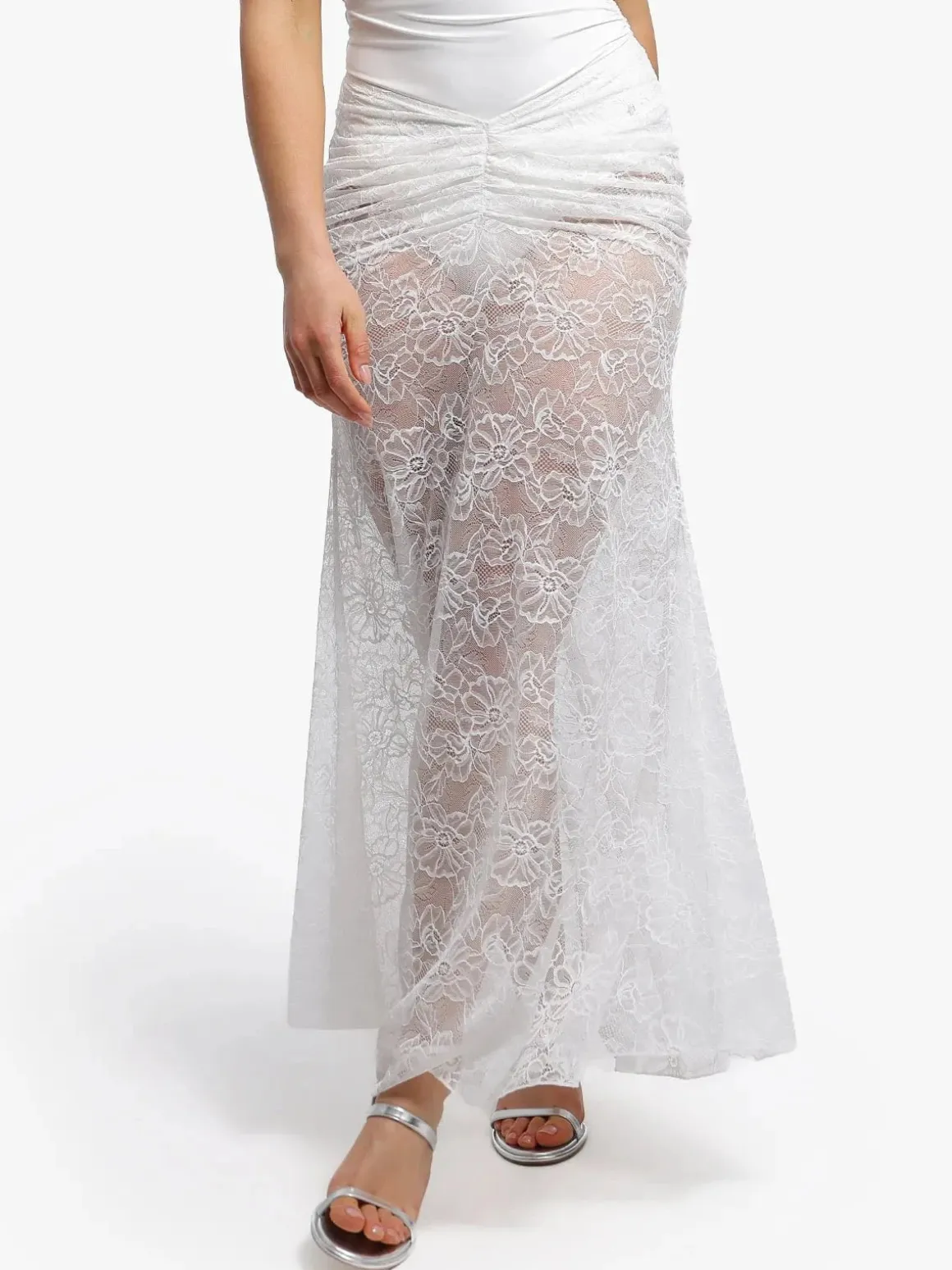 Shapewear Lace Fishtail Coverup Maxi Skirt