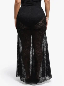 Shapewear Lace Fishtail Coverup Maxi Skirt