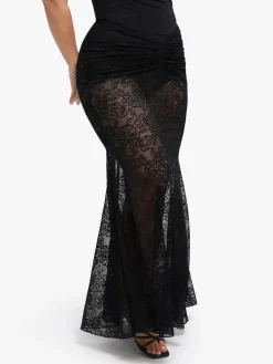 Shapewear Lace Fishtail Coverup Maxi Skirt