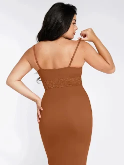 Shapewear Lace Inset Sculpting Mermaid Maxi Slip Dress