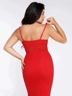 Shapewear Lace Inset Sculpting Mermaid Maxi Slip Dress