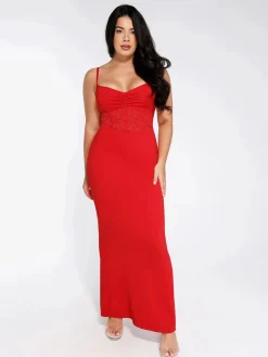 Shapewear Lace Inset Sculpting Mermaid Maxi Slip Dress
