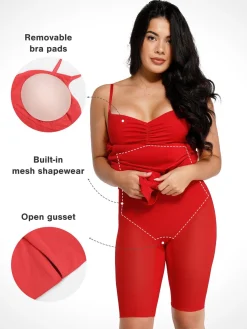 Shapewear Lace Inset Sculpting Mermaid Maxi Slip Dress