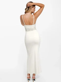 Shapewear Lace Inset Sculpting Mermaid Maxi Slip Dress
