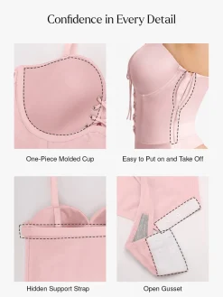 Shapewear Lace-Up Corset Bodysuit with Removable Straps