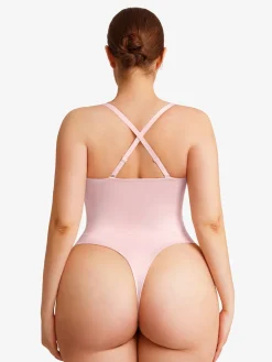 Shapewear Lace-Up Corset Bodysuit with Removable Straps