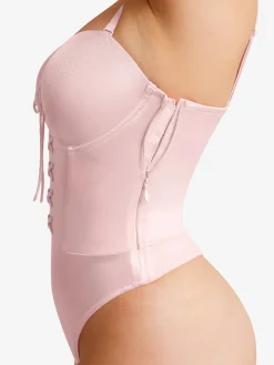 Shapewear Lace-Up Corset Bodysuit with Removable Straps