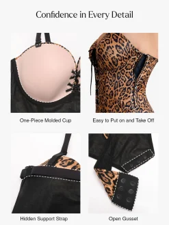 Shapewear Lace-Up Corset Bodysuit with Removable Straps