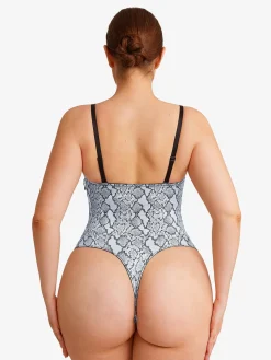 Shapewear Lace-Up Corset Bodysuit with Removable Straps