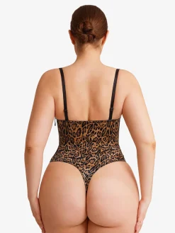 Shapewear Lace-Up Corset Bodysuit with Removable Straps