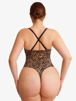 Shapewear Lace-Up Corset Bodysuit with Removable Straps