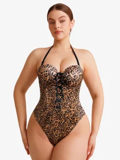 Shapewear Lace-Up Corset Bodysuit with Removable Straps