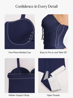Shapewear Lace-Up Corset Bodysuit with Removable Straps