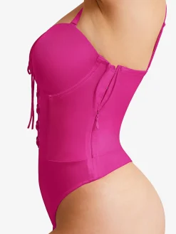 Shapewear Lace-Up Corset Bodysuit with Removable Straps