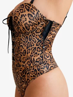 Shapewear Lace-Up Corset Bodysuit with Removable Straps