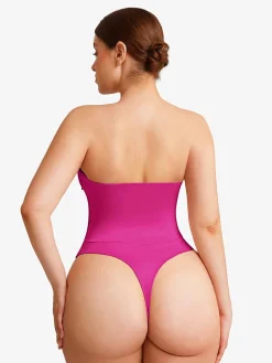 Shapewear Lace-Up Corset Bodysuit with Removable Straps