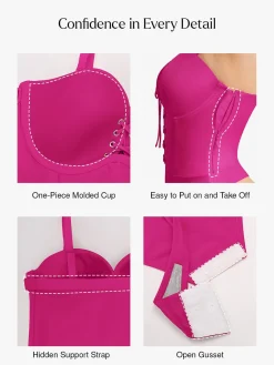 Shapewear Lace-Up Corset Bodysuit with Removable Straps