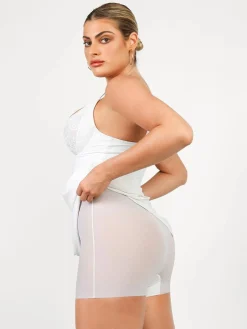 Shapewear Lace V Neck Side Slit Slimming Maxi Slip Dress