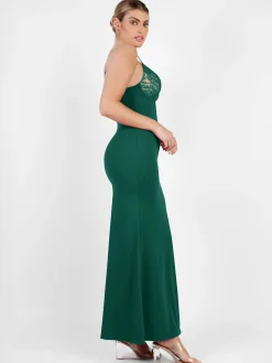 Shapewear Lace V Neck Side Slit Slimming Maxi Slip Dress