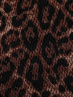 Shapewear Leopard Cowl Neck Ruched Sculpting Maxi Dress