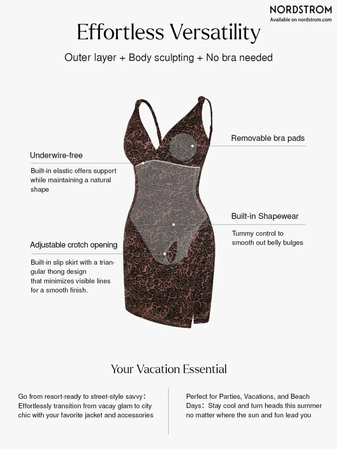 Shapewear Leopard Sculpting Side Slit Mini Dress
