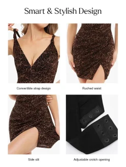 Shapewear Leopard Sculpting Side Slit Mini Dress