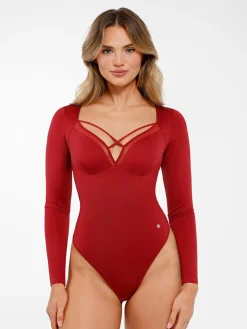 Shapewear Long Sleeve Mesh Inset Tummy Control Bodysuit